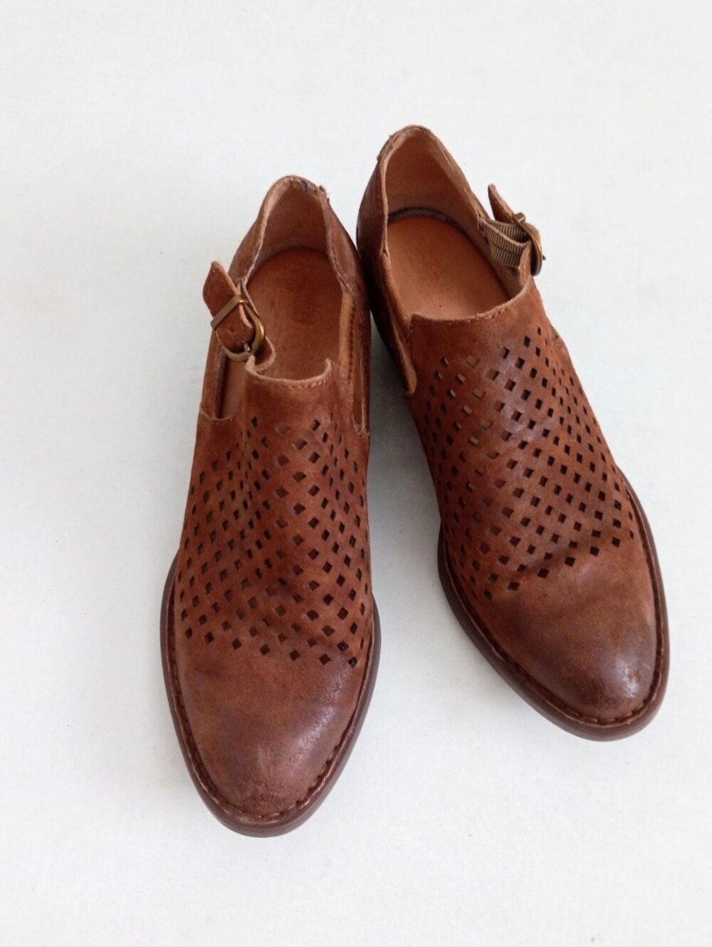 Born Nanna brown suede perforated cut out booties - Picture 2 of 13